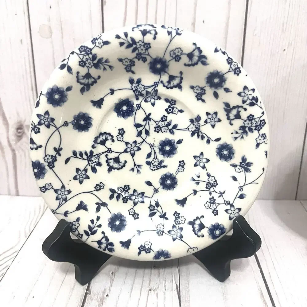 Vintage Rustic French Country Ceramica Andina Blue & White Saucer Plates 3